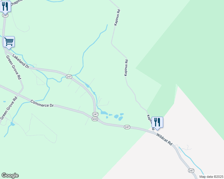 map of restaurants, bars, coffee shops, grocery stores, and more near Kapinus Road in Jermyn