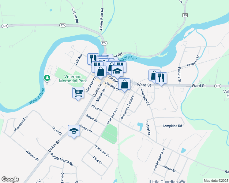 map of restaurants, bars, coffee shops, grocery stores, and more near 49 Wallkill Avenue in Montgomery