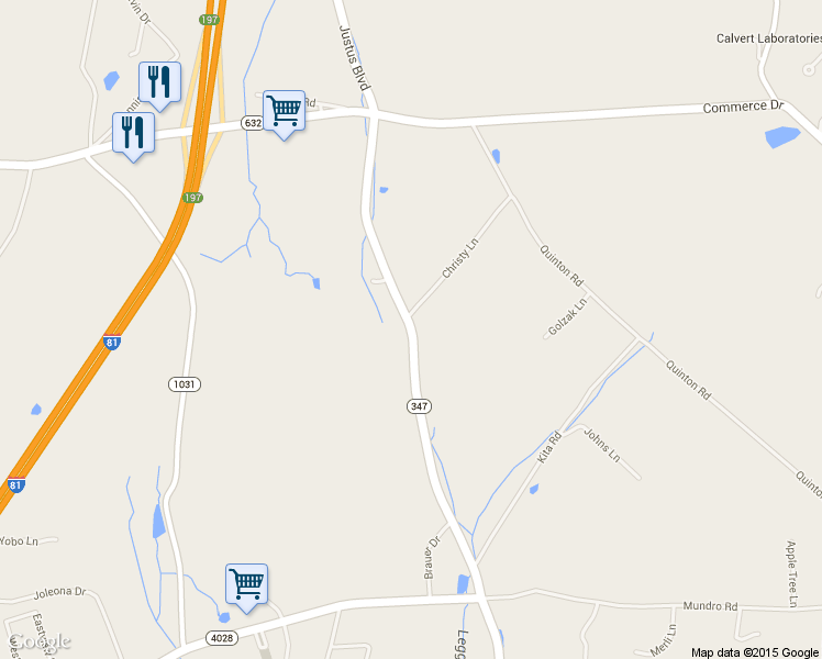 map of restaurants, bars, coffee shops, grocery stores, and more near Justus Blvd in Olyphant