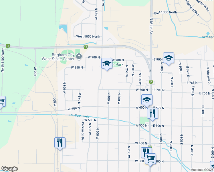 map of restaurants, bars, coffee shops, grocery stores, and more near 400 West 700 North in Brigham City