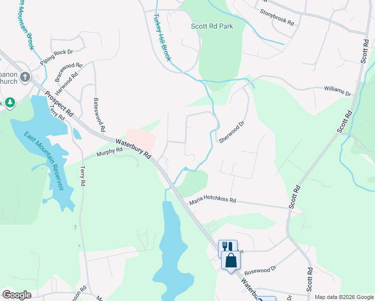 map of restaurants, bars, coffee shops, grocery stores, and more near 12 Saunders Lane in Prospect