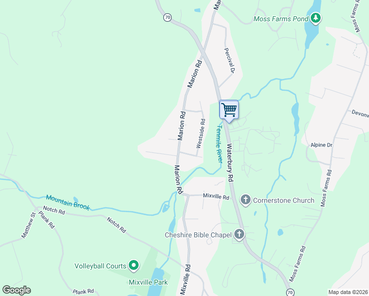 map of restaurants, bars, coffee shops, grocery stores, and more near 802 Marion Road in Cheshire