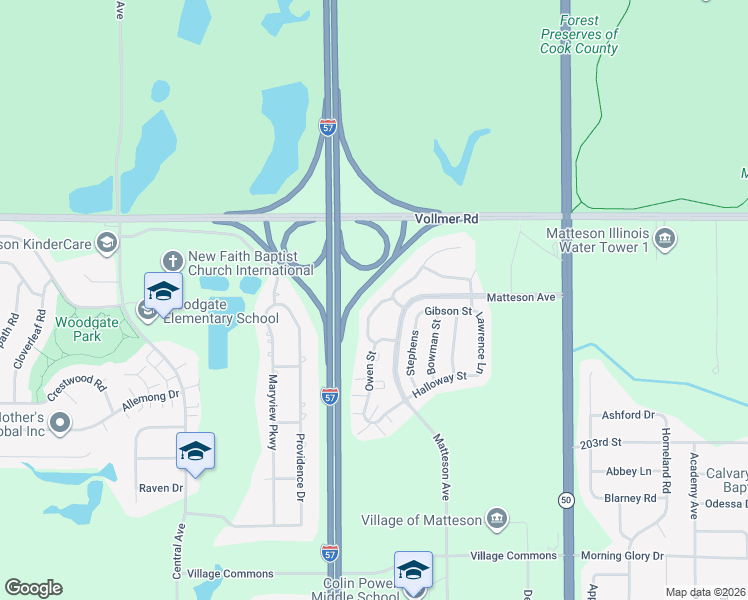 map of restaurants, bars, coffee shops, grocery stores, and more near 78 Kenneth St in Matteson