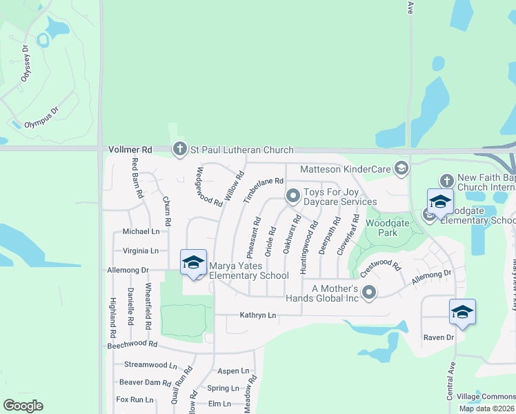 map of restaurants, bars, coffee shops, grocery stores, and more near 42 Pheasant Road in Matteson