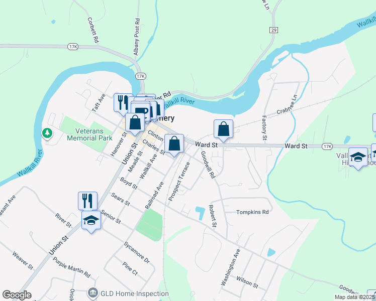 map of restaurants, bars, coffee shops, grocery stores, and more near 165 Ward Street in Montgomery