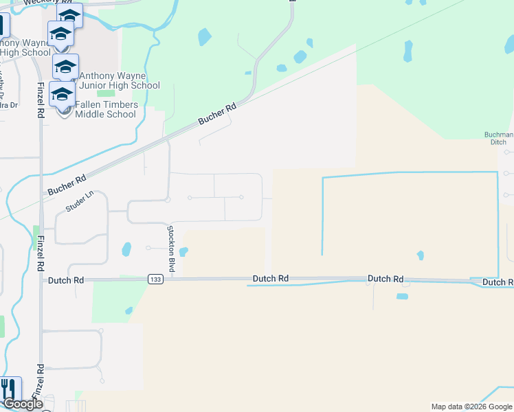 map of restaurants, bars, coffee shops, grocery stores, and more near 9458 Stallion Circle in Whitehouse