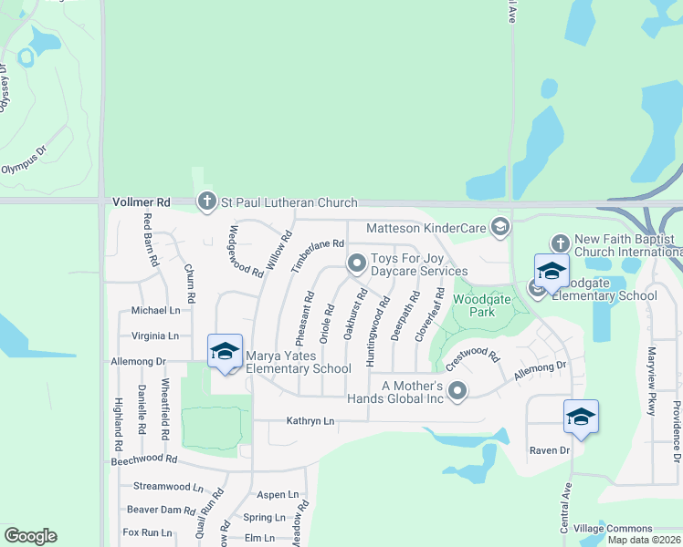 map of restaurants, bars, coffee shops, grocery stores, and more near 32 Pheasant Road in Matteson