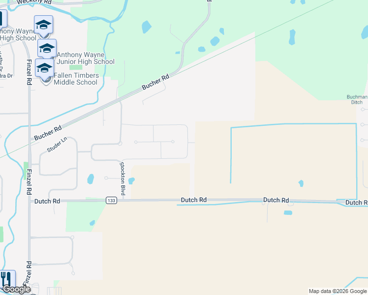 map of restaurants, bars, coffee shops, grocery stores, and more near 9458 Stallion Circle in Whitehouse
