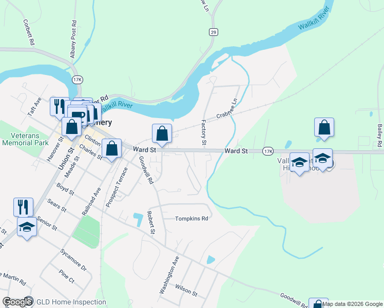 map of restaurants, bars, coffee shops, grocery stores, and more near 233-261 Ward Street in Montgomery