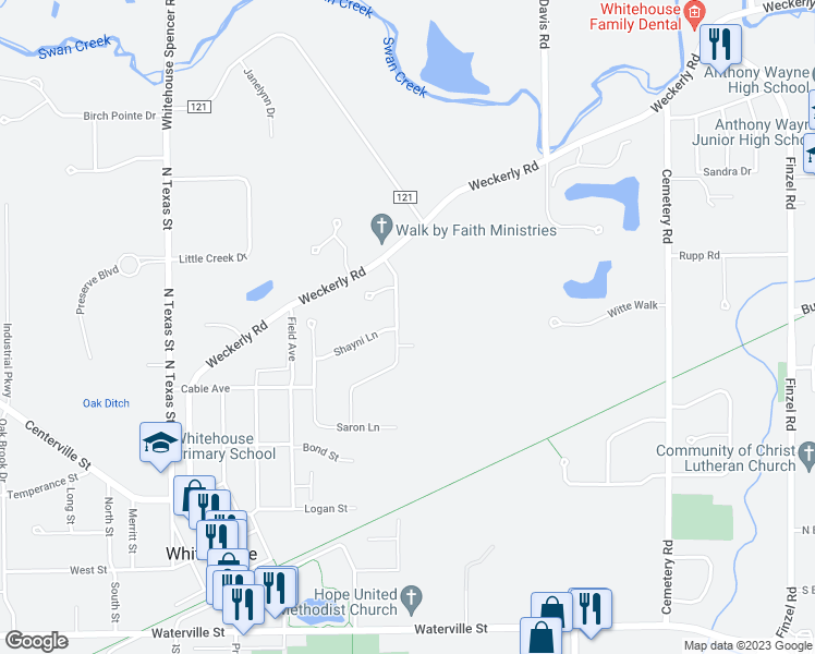 map of restaurants, bars, coffee shops, grocery stores, and more near 6313 Whitehouse Valley Drive in Whitehouse