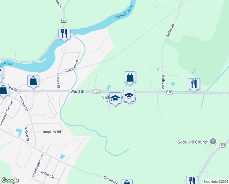 map of restaurants, bars, coffee shops, grocery stores, and more near 1175 New York 17K in Montgomery