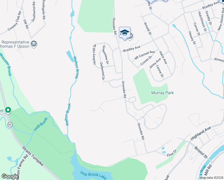 map of restaurants, bars, coffee shops, grocery stores, and more near 57 Barrington Lane in Waterbury