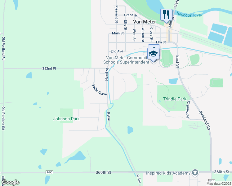 map of restaurants, bars, coffee shops, grocery stores, and more near 2408 Pine Ct in Van Meter