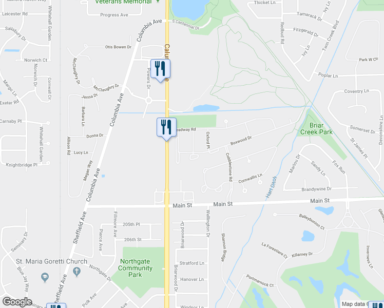 map of restaurants, bars, coffee shops, grocery stores, and more near 898 Boxwood Drive in Munster