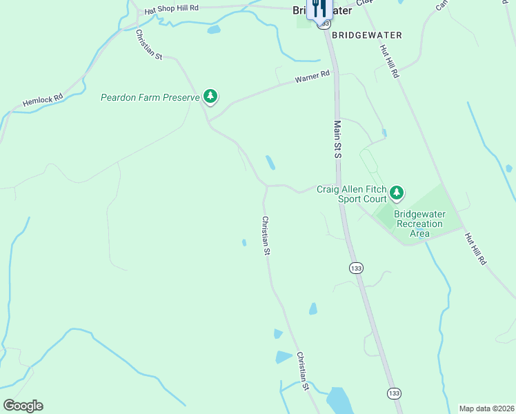 map of restaurants, bars, coffee shops, grocery stores, and more near 169 Christian Street in Bridgewater