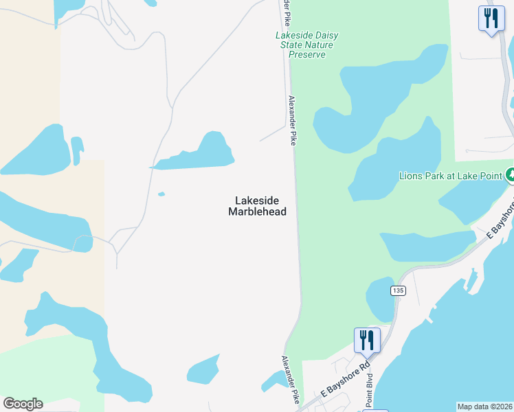 map of restaurants, bars, coffee shops, grocery stores, and more near in Lakeside Marblehead