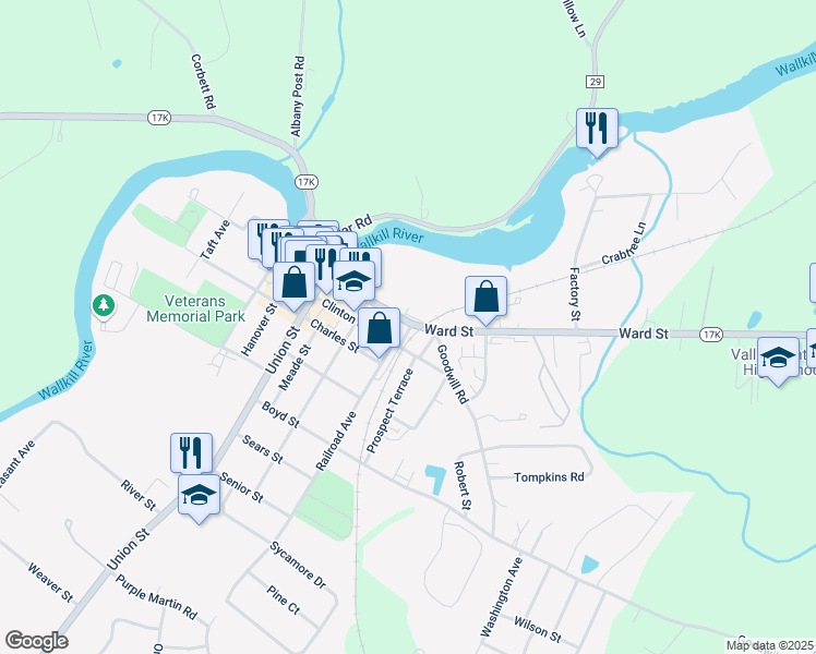 map of restaurants, bars, coffee shops, grocery stores, and more near 165 Ward Street in Montgomery