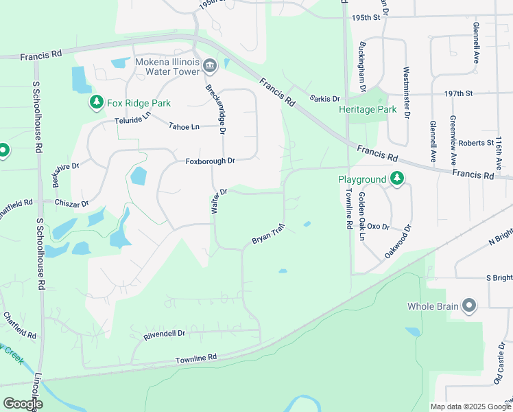 map of restaurants, bars, coffee shops, grocery stores, and more near 2704 Walter Drive in New Lenox