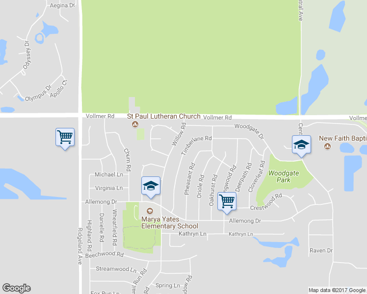 map of restaurants, bars, coffee shops, grocery stores, and more near 34 Timberlane Road in Matteson