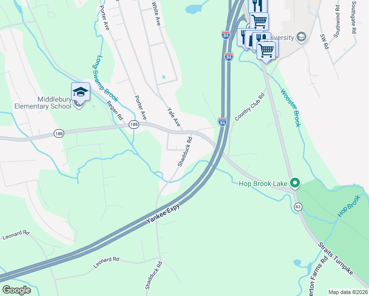 map of restaurants, bars, coffee shops, grocery stores, and more near 37 Shadduck Road in Middlebury