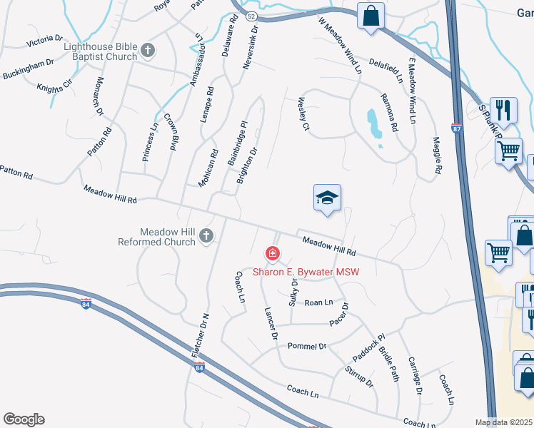 map of restaurants, bars, coffee shops, grocery stores, and more near 172 Meadow Hill Road in Newburgh