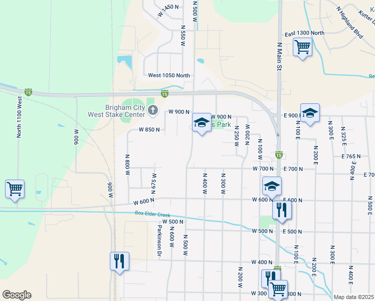 map of restaurants, bars, coffee shops, grocery stores, and more near 787 North 500 West in Brigham City