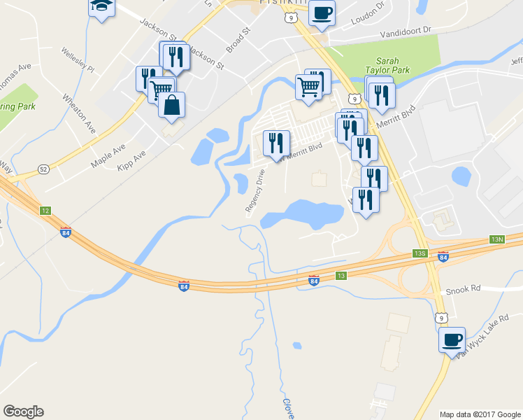 map of restaurants, bars, coffee shops, grocery stores, and more near 641 Regency Drive in Fishkill