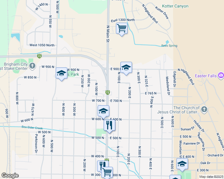 map of restaurants, bars, coffee shops, grocery stores, and more near 760 North Main Street in Brigham City
