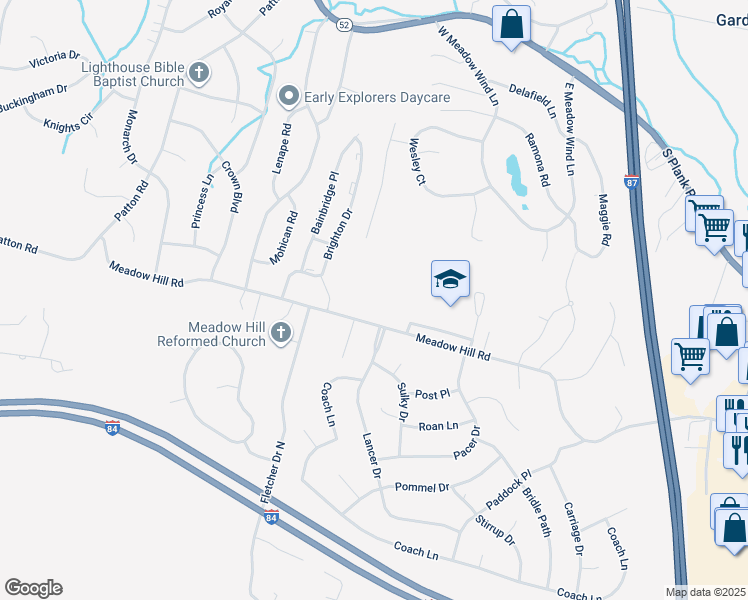 map of restaurants, bars, coffee shops, grocery stores, and more near 172 Meadow Hill Road in Newburgh
