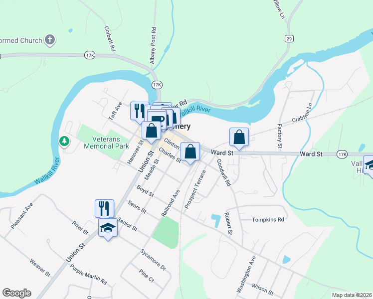 map of restaurants, bars, coffee shops, grocery stores, and more near 148 Clinton Street in Montgomery