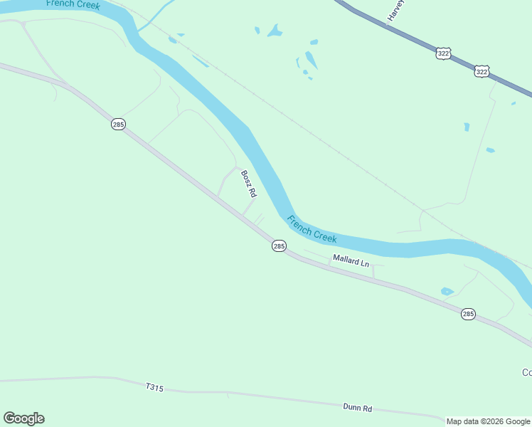 map of restaurants, bars, coffee shops, grocery stores, and more near 22744 Highway 285 in Cochranton