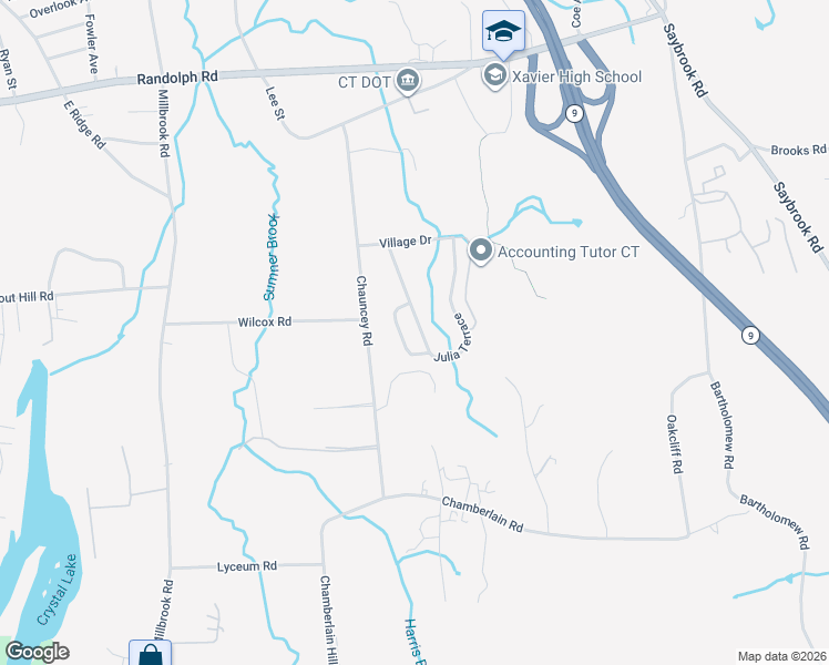 map of restaurants, bars, coffee shops, grocery stores, and more near 95 Julia Terrace in Middletown