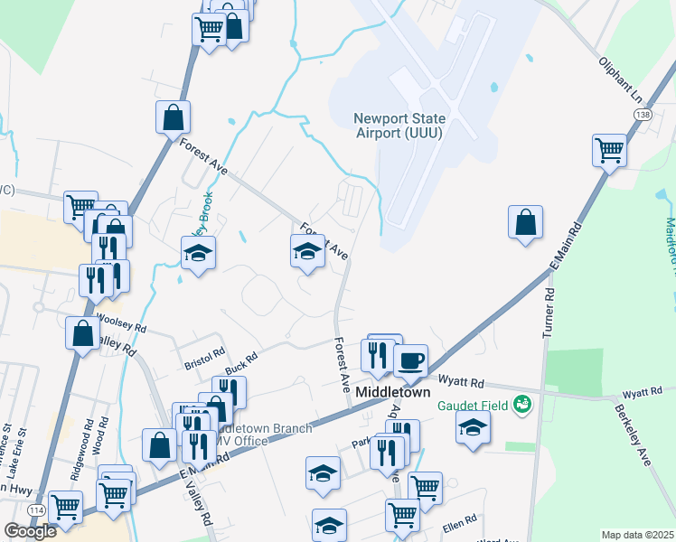 map of restaurants, bars, coffee shops, grocery stores, and more near 11 Ann Ct in Middletown