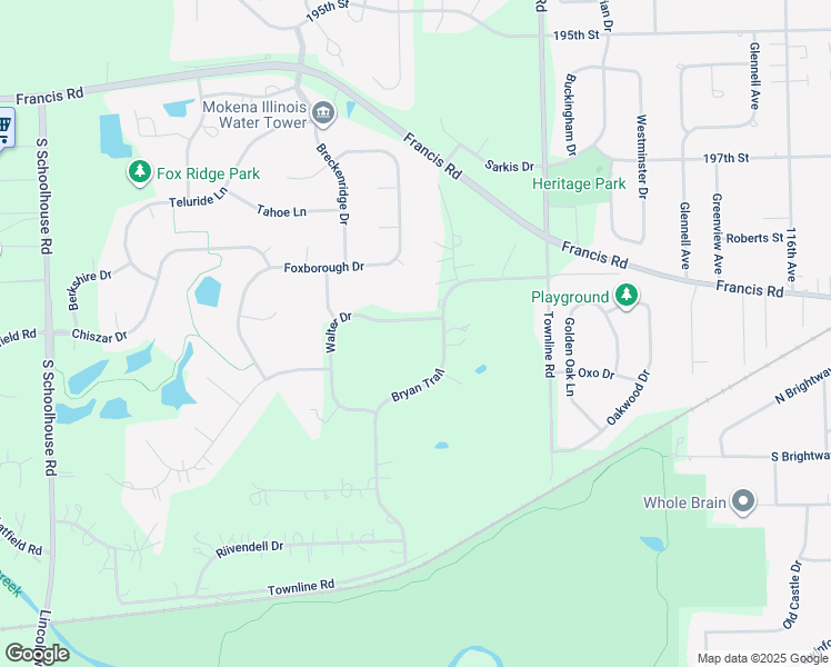 map of restaurants, bars, coffee shops, grocery stores, and more near 2704 Walter Drive in New Lenox