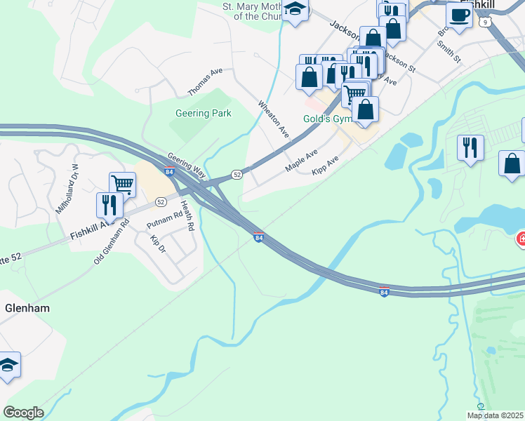 map of restaurants, bars, coffee shops, grocery stores, and more near 84 Maple Avenue in Fishkill