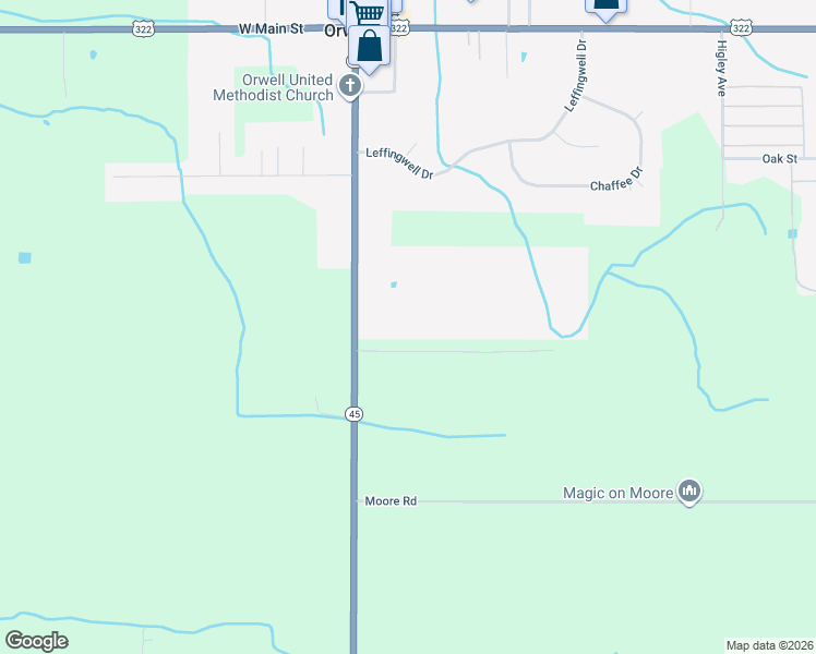 map of restaurants, bars, coffee shops, grocery stores, and more near 271 South Maple Street in Orwell