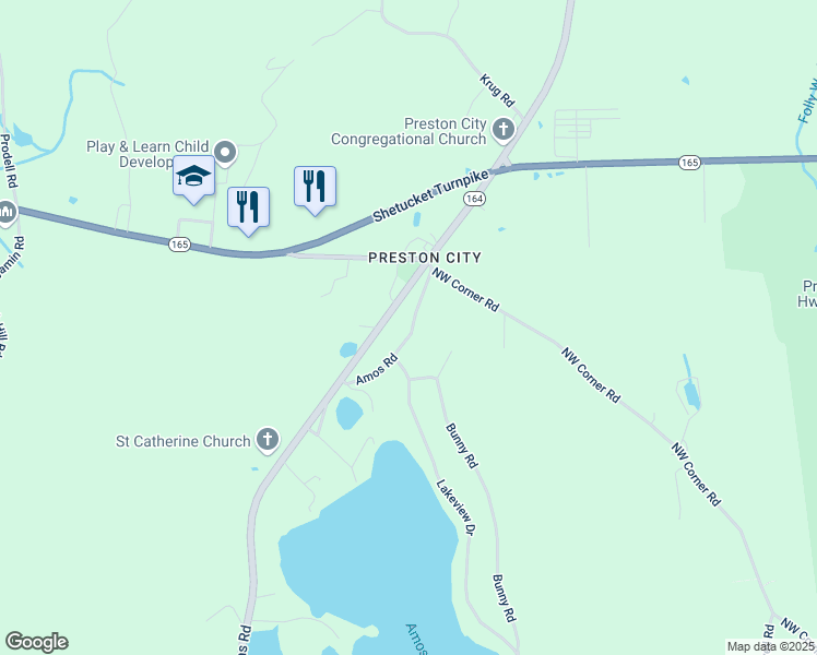 map of restaurants, bars, coffee shops, grocery stores, and more near 22 Amos Road in Preston