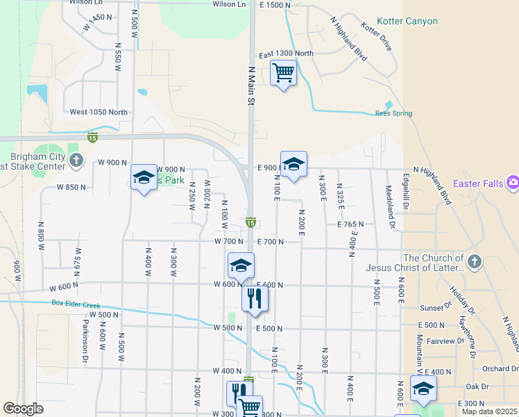 map of restaurants, bars, coffee shops, grocery stores, and more near 749 Utah 13 in Brigham City
