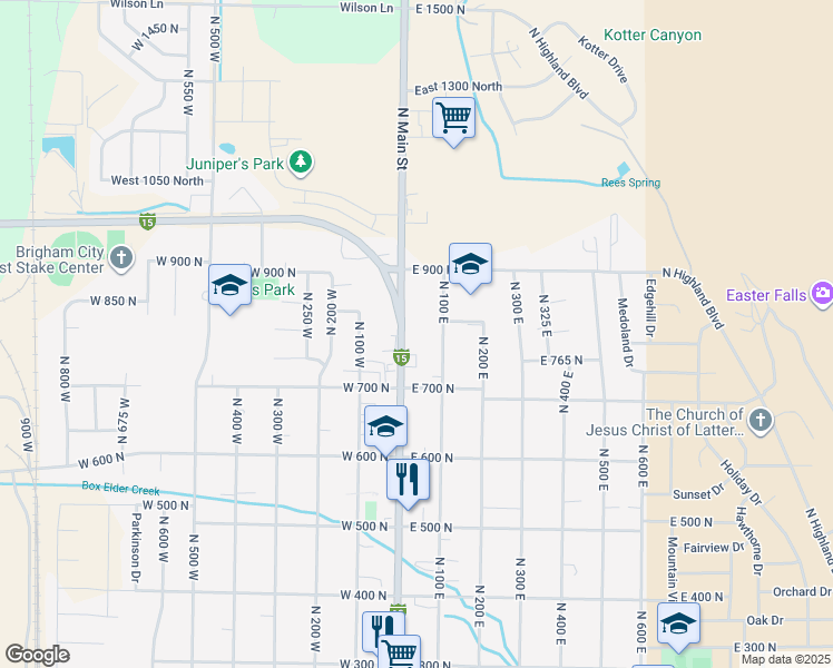 map of restaurants, bars, coffee shops, grocery stores, and more near 749 Utah 13 in Brigham City