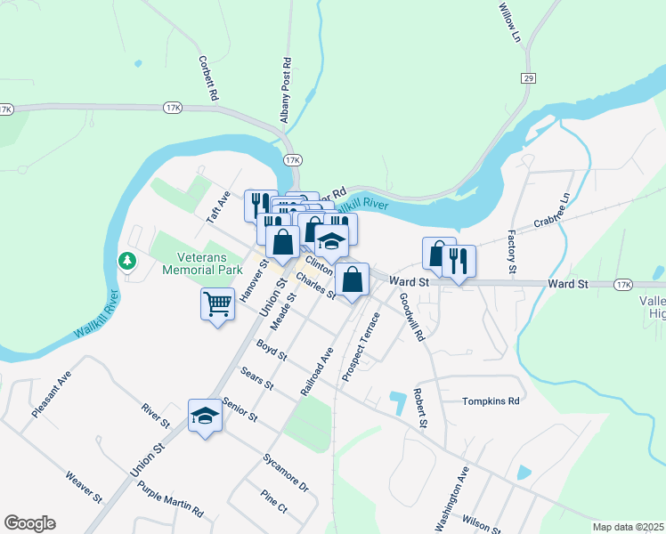 map of restaurants, bars, coffee shops, grocery stores, and more near 137 Clinton Street in Montgomery