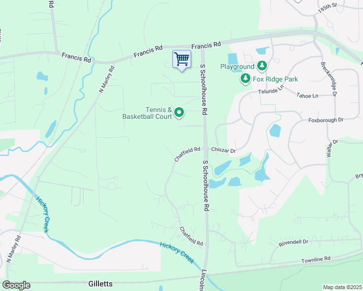 map of restaurants, bars, coffee shops, grocery stores, and more near 911 Chatfield Road in New Lenox