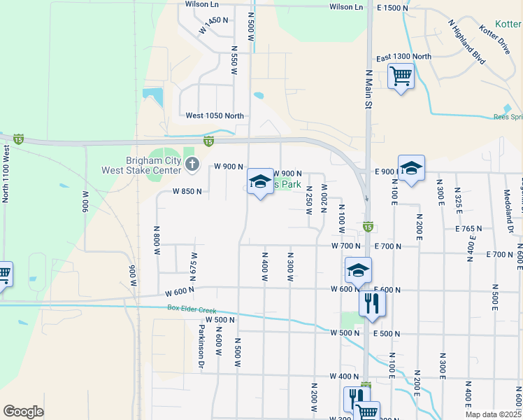 map of restaurants, bars, coffee shops, grocery stores, and more near 400 West 700 North in Brigham City