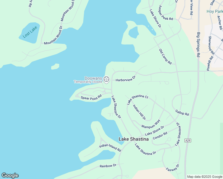 map of restaurants, bars, coffee shops, grocery stores, and more near Lake Shastina Drive & Spear Point Road in Weed
