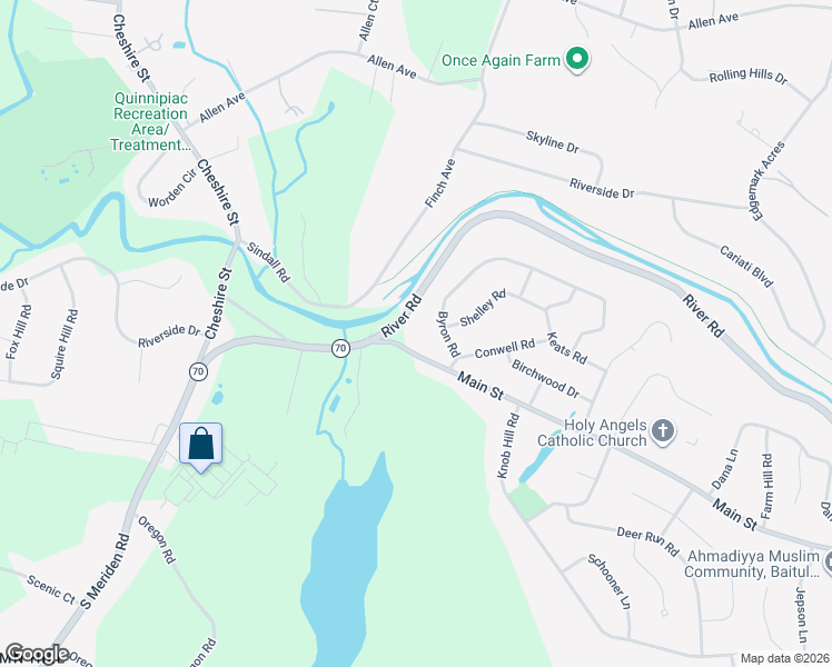 map of restaurants, bars, coffee shops, grocery stores, and more near 1300 Diamond Hill Road in Cheshire