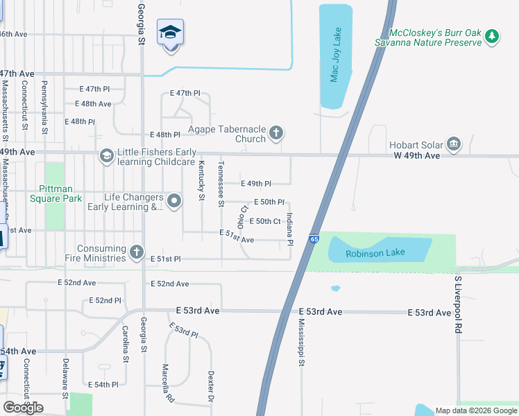 map of restaurants, bars, coffee shops, grocery stores, and more near 1317-1357 East 49th Place in Gary