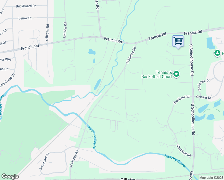 map of restaurants, bars, coffee shops, grocery stores, and more near 1101 Hillside Drive in New Lenox