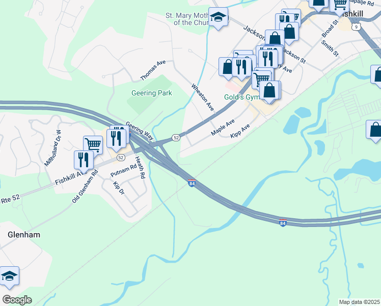 map of restaurants, bars, coffee shops, grocery stores, and more near 67 Maple Avenue in Fishkill