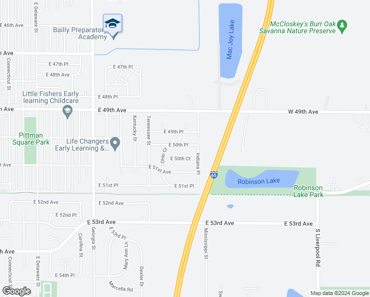 map of restaurants, bars, coffee shops, grocery stores, and more near 1421 East 50th Place in Gary