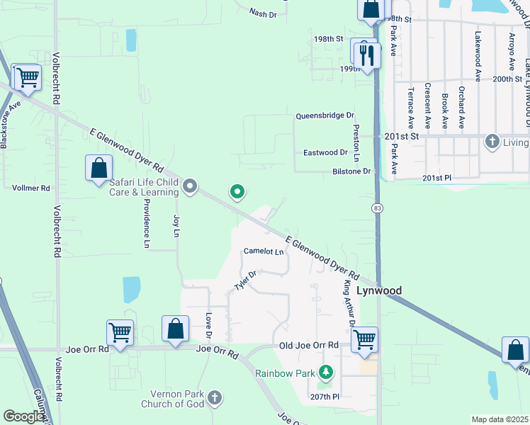 map of restaurants, bars, coffee shops, grocery stores, and more near 2152 Glenwood Dyer Road in Chicago Heights