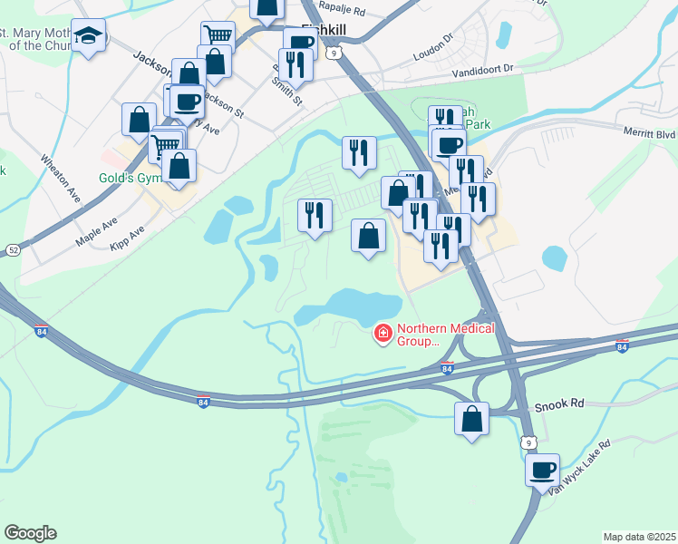 map of restaurants, bars, coffee shops, grocery stores, and more near 843 Regency Drive in Fishkill